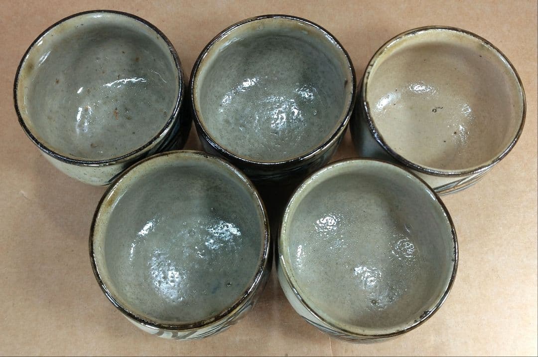 トムトム！【本物保証】金城次郎 湯呑五客 海老魚紋湯呑≪最上位品≫人間国宝