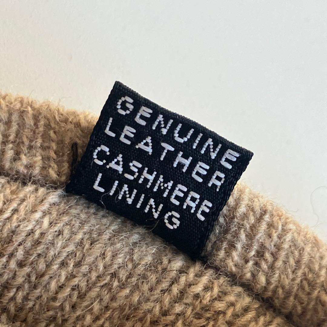 イタリア製 ALPO 羊皮 ダークブラウン レザー手袋 ボタン付き カシミヤ