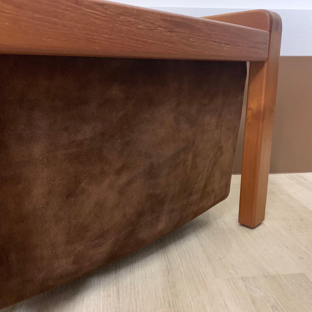 北欧デンマーク マガジンラック チーク材 本革 ヴィンテージ