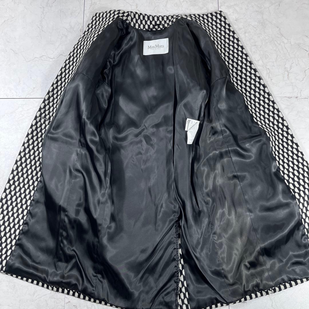 ✨極美品 マックスマーラ 白タグ 格子チェック スタンドカラーコート