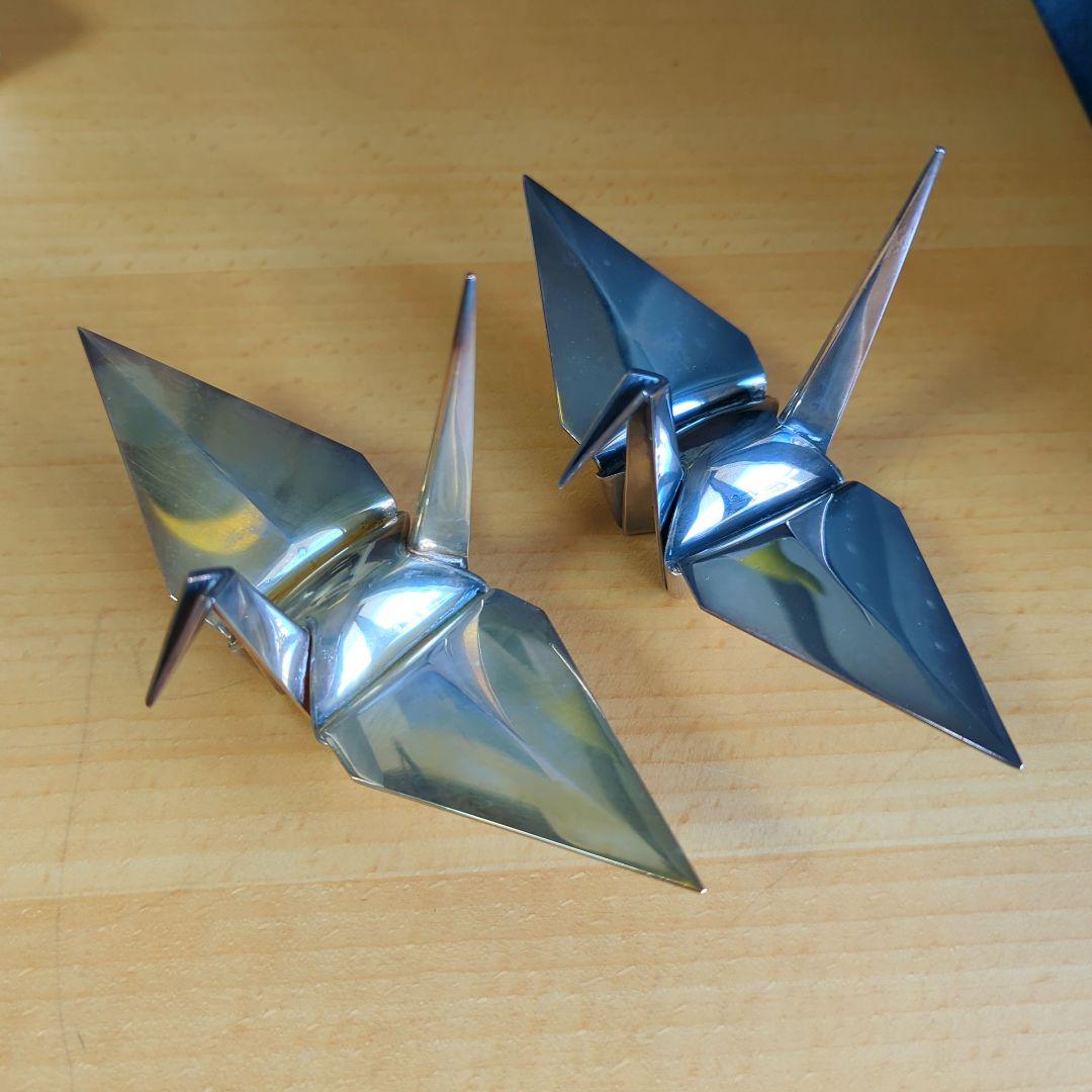 長谷川一望斎 純銀折鶴置物 骨董品