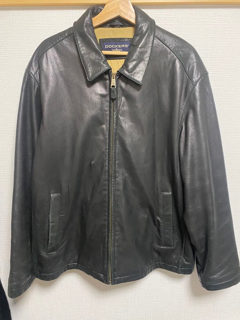 DOCKERS ブラックレザージャケット ラムレザー 希少 古着