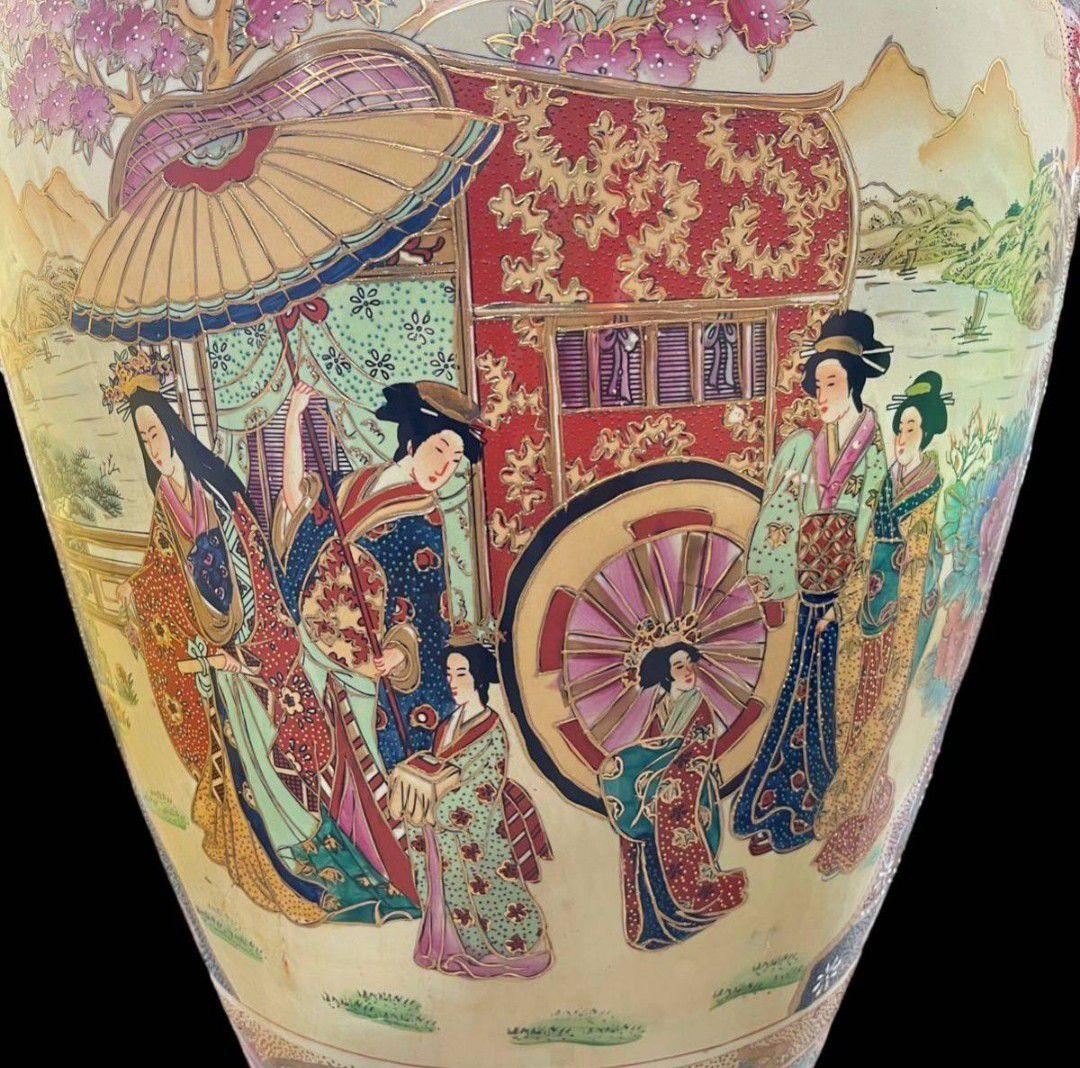 【特大 美品】薩摩焼 沈降壺 高さ約130cm 特大 大型 花瓶 古中国 飾り壺