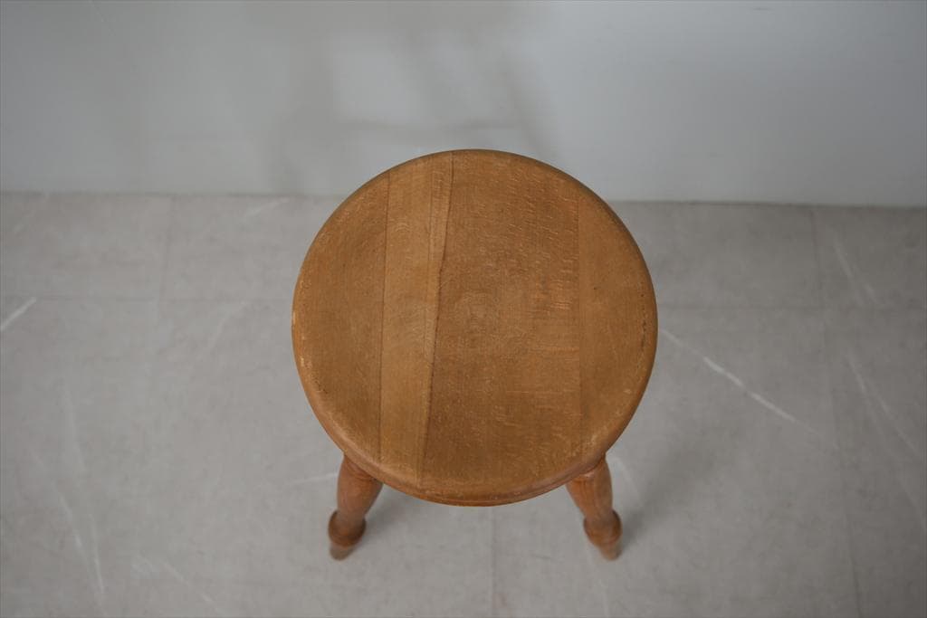 英国アンティーク木製スツール/丸イス椅子チェア/踏み台/腰掛け(81-190-1