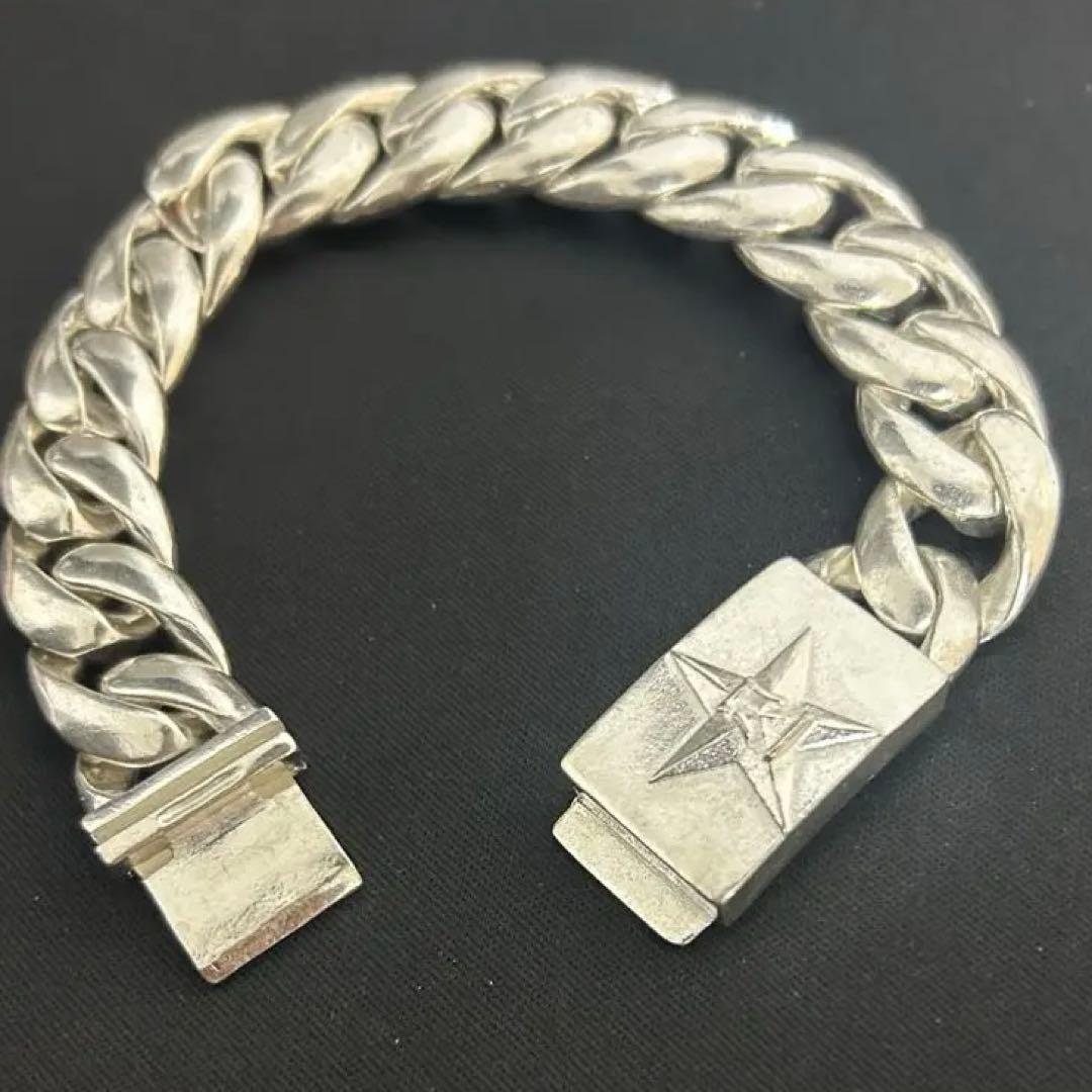 シルバー925 ツイスト星モチーフ チェーンブレスレット ☆スター五芒星