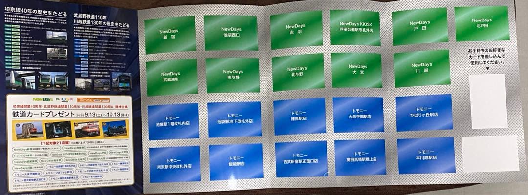 JR東日本×西武鉄道 鉄道カード フォルダー 埼京線開業40周年 カード13枚