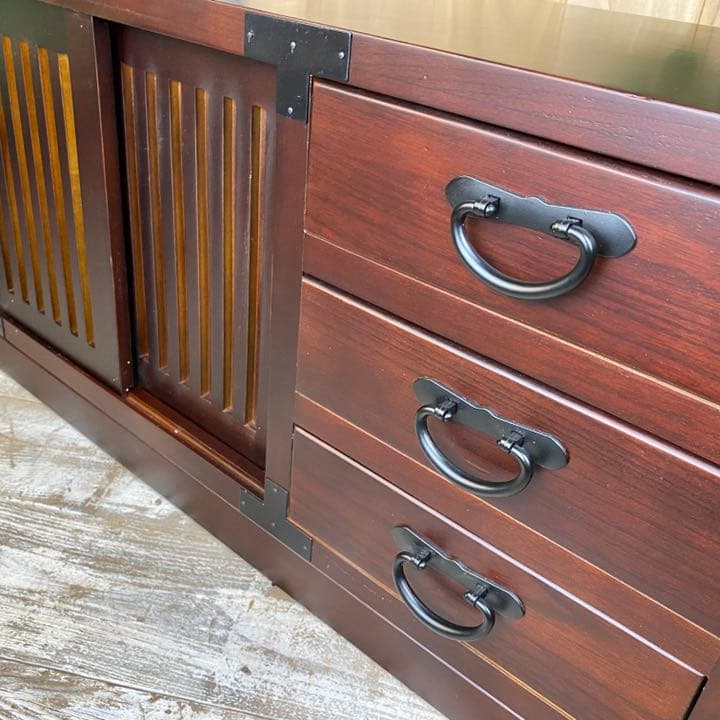 コレクション 民芸家具木製桐材総桐天然無垢和チェスト横長テレビ台