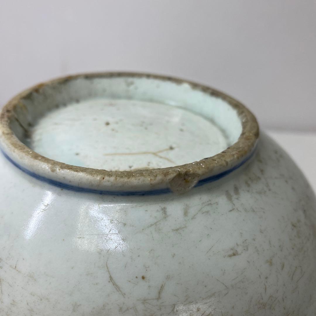 李朝　染付　牡丹文　壺　高さ約15.1㎝　トヒオウ　東さ7-0728③