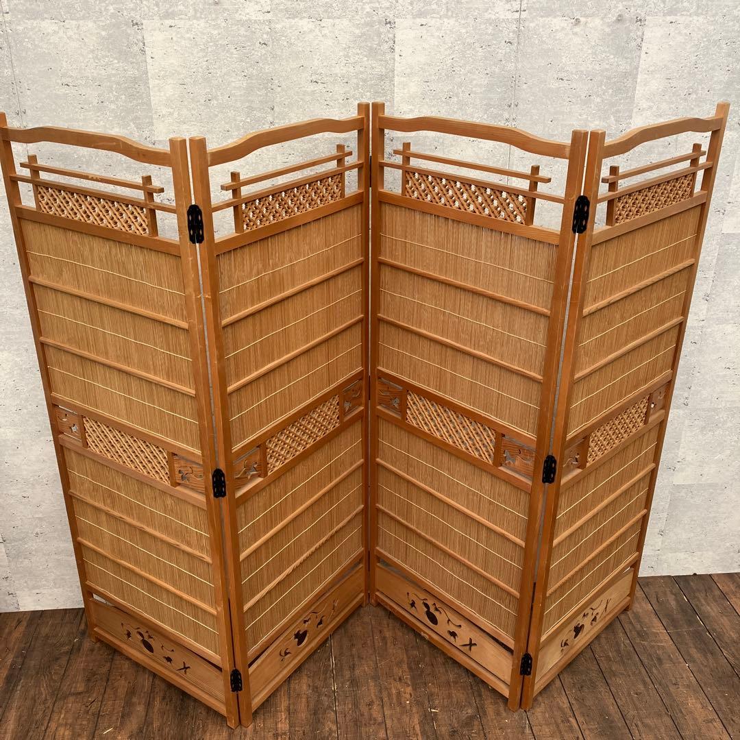 昭和レトロ 4連 木製 パーテーション 間仕切り 和風 古民家 古家具 古道具