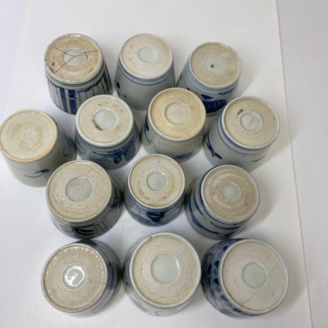 古伊万里　染付蕎麦猪口　13客　東さ7-0409②