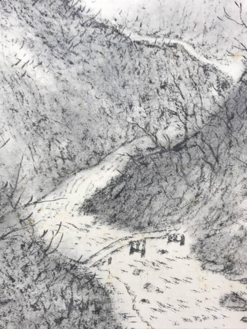 真作/小川鴻城/寒山帰樵図/山水図/山水人物図/掛軸☆