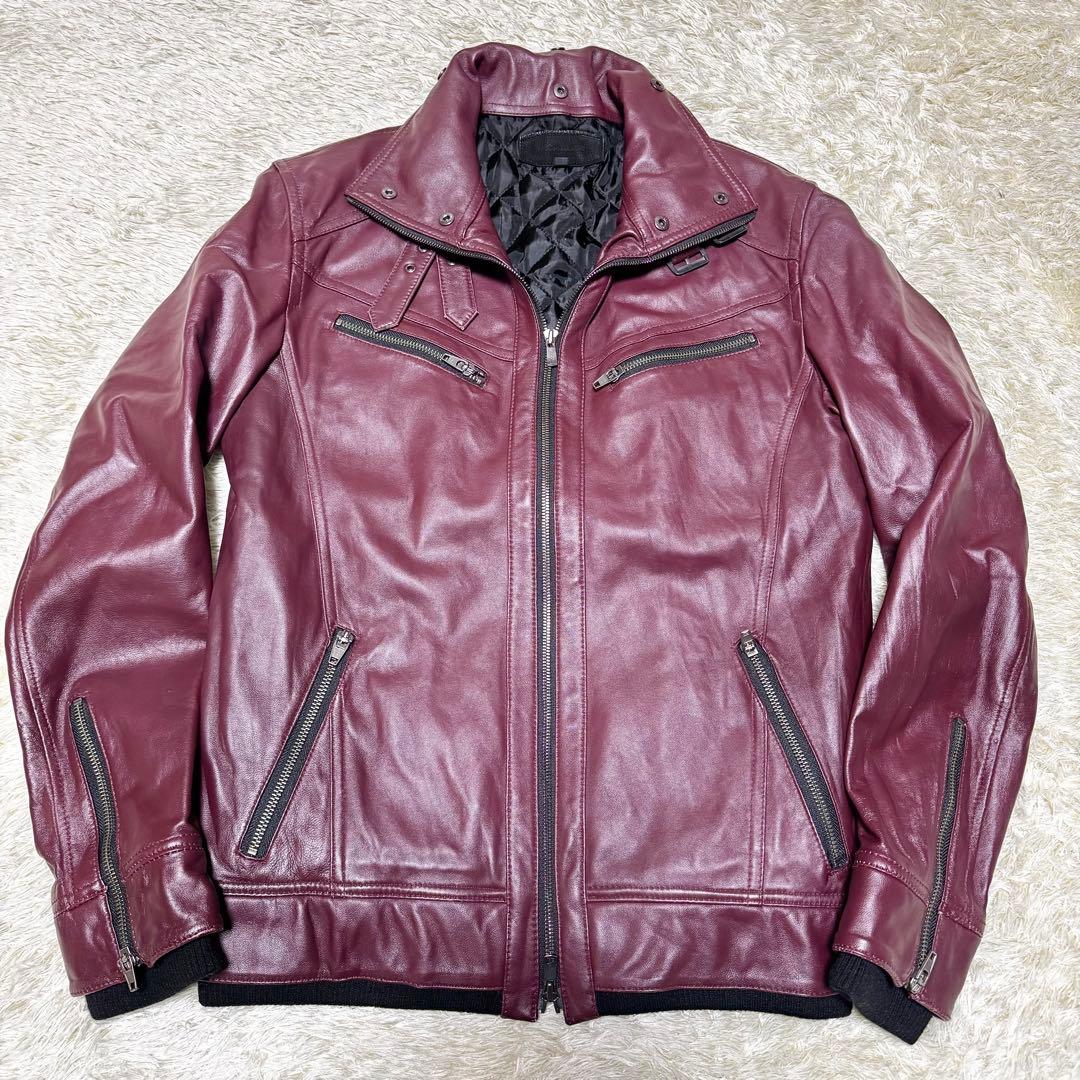 JACKROSE ライダースジャケットシングルラムレザーXL相当 ボルドー