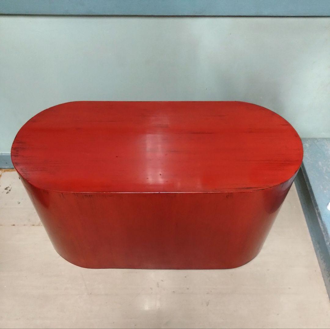 赤い漆塗りの形のローキャビネット 和モダン 神奈川県座間市での