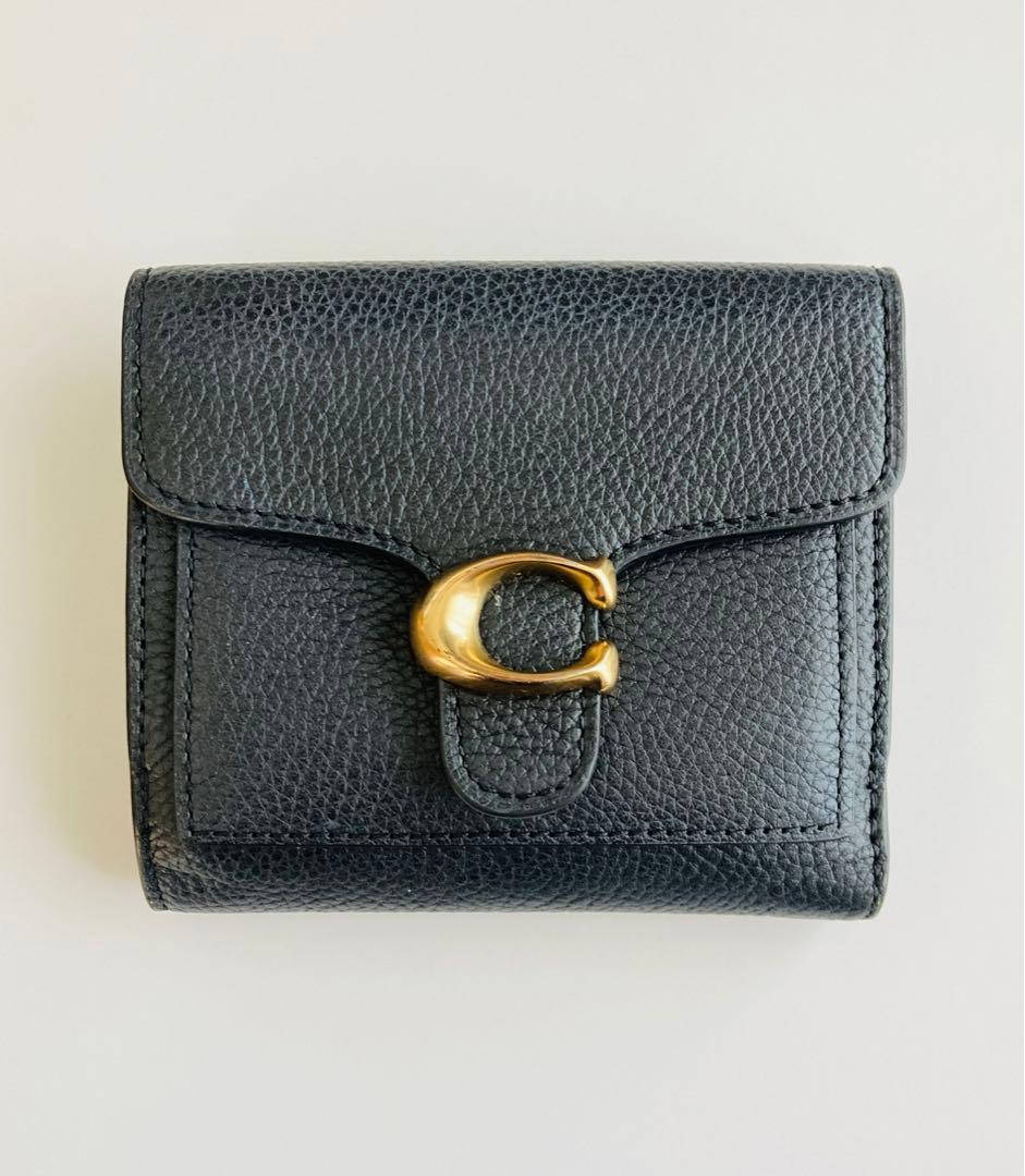 COACH ／コーチ】二つ折り財布 タビースモールウォレット ブラックレザー
