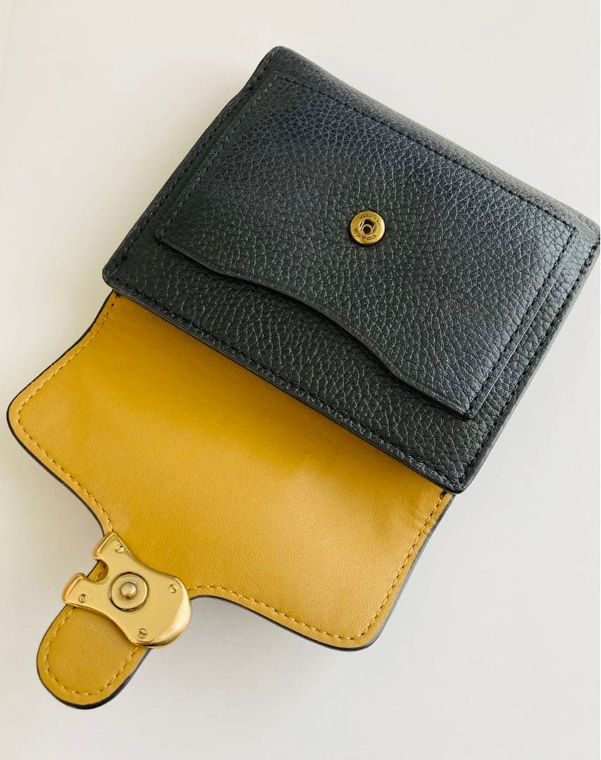 COACH ／コーチ】二つ折り財布 タビースモールウォレット ブラックレザー