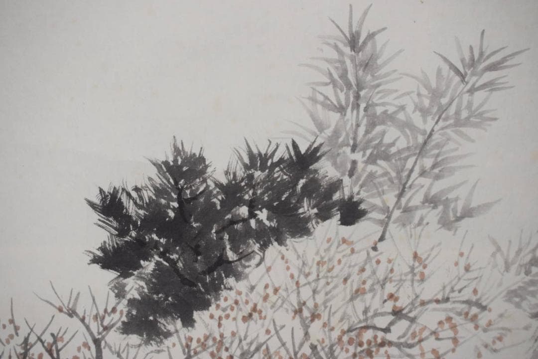 真作】野々内保太郎/松竹梅之図/横物/正月掛/掛軸☆宝船☆