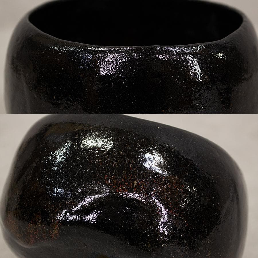 三代 佐々木昭楽 光悦紙屋写し 黒楽茶碗 共箱 共布 栞付 茶道具