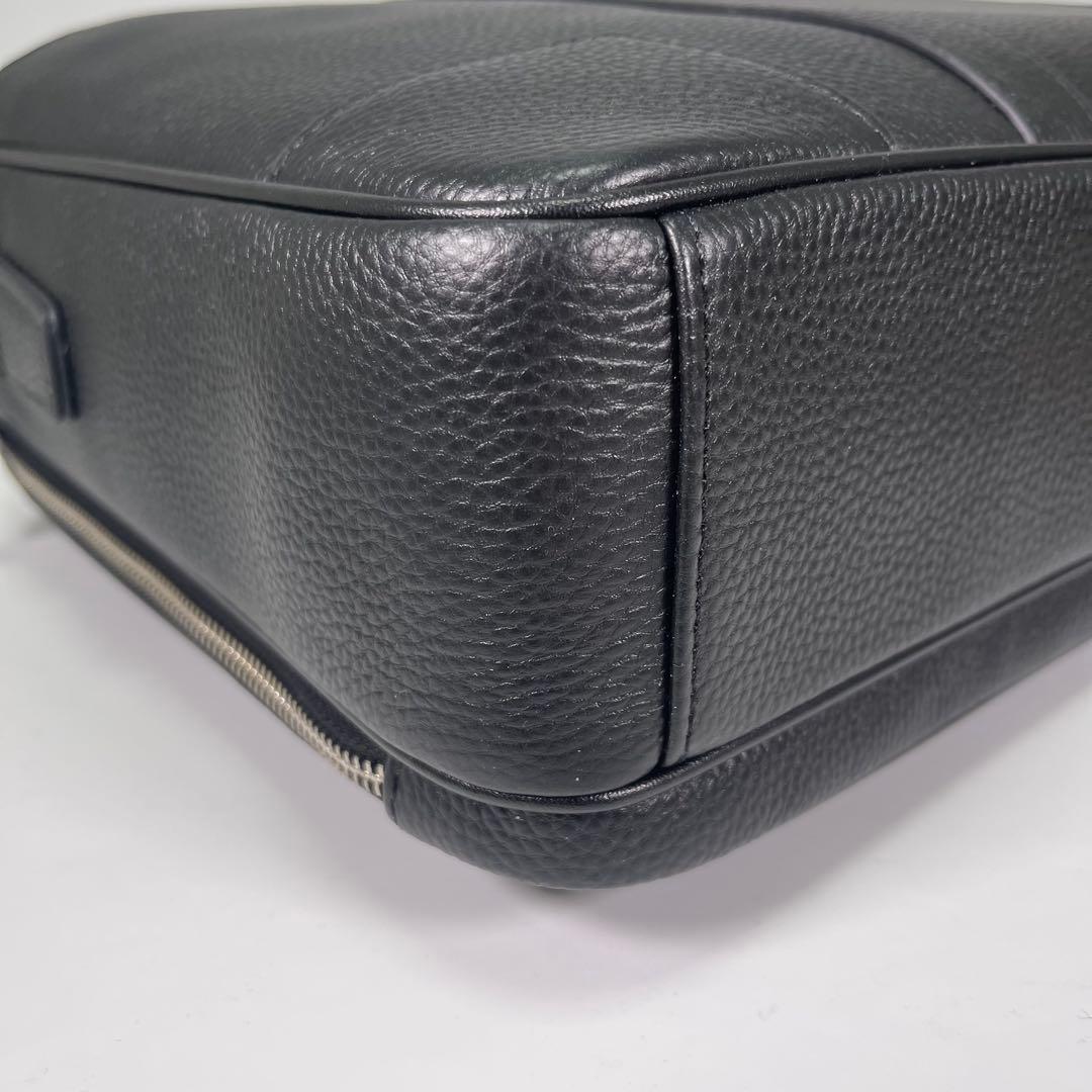 【新品✨】高級メンズビジネスバッグブリーフケース黒オールレザーシボ革2WAY