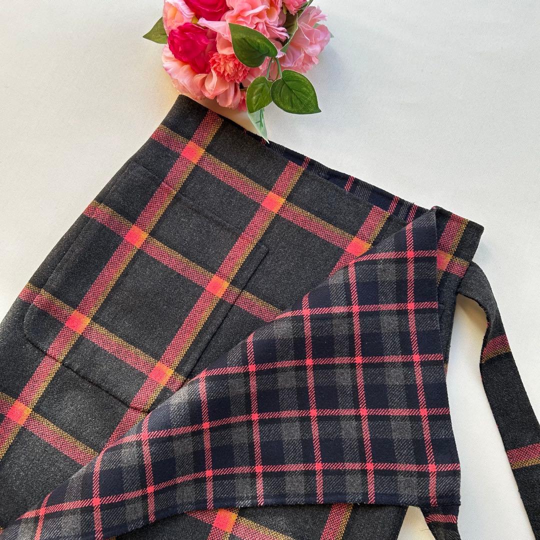 極美品　ドゥロワー　2way リバーシブル　チェック柄スカート　巻きスカート