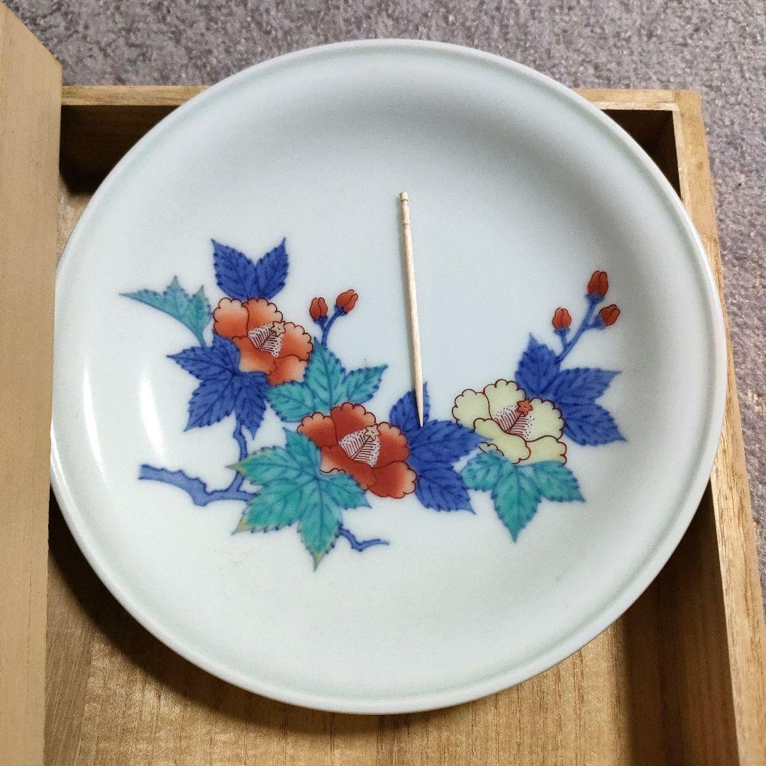 今泉今右衛門 花柄陶器皿 木箱付き 直径約20cm