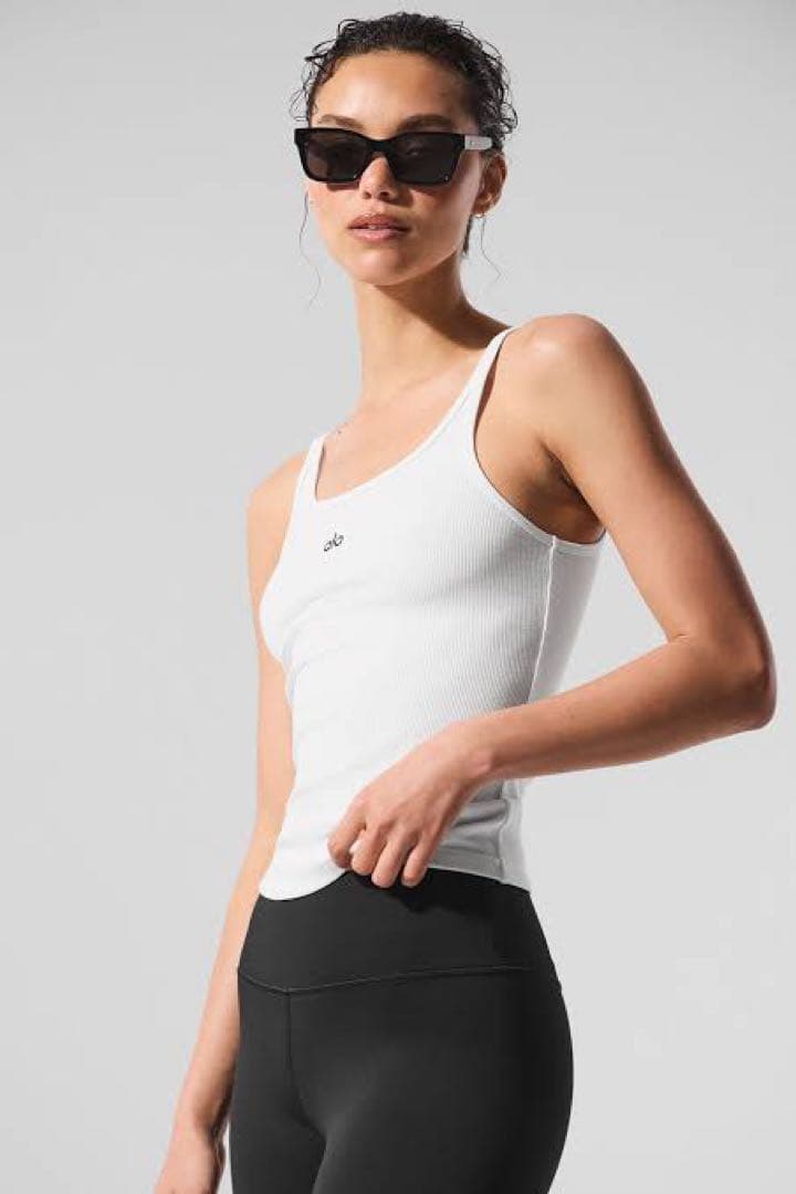 ALO♡Ribbed Prosper Tank♡ White♡XS