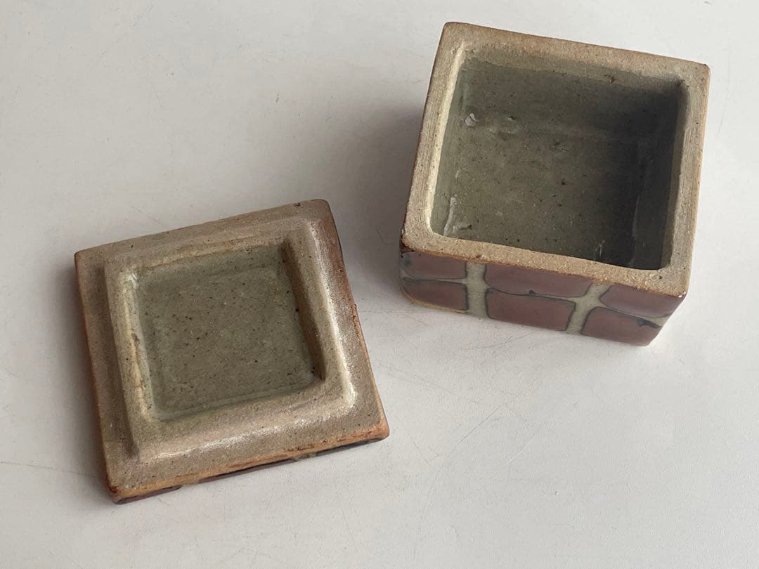 人間国宝　陶芸家　濱田庄司　浜田庄司　合子　盒子　柿釉　共箱　益子　民藝