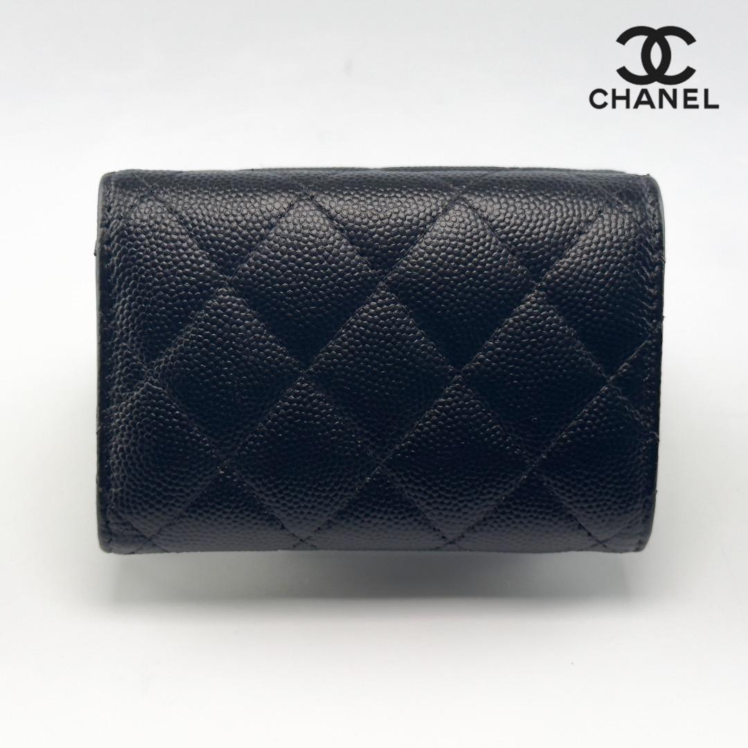 正規品CHANEL シャネルマトラッセゴールド金具Wホック三つ折り財布