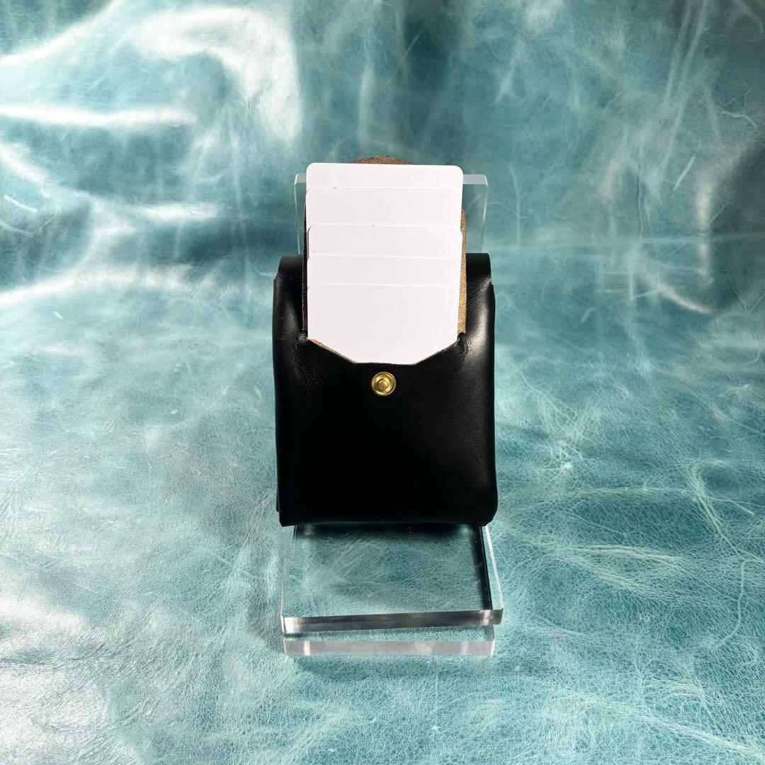 ハンドメイド　二つ折り　革財布　クロムエクセル黒色　真鍮　classical①