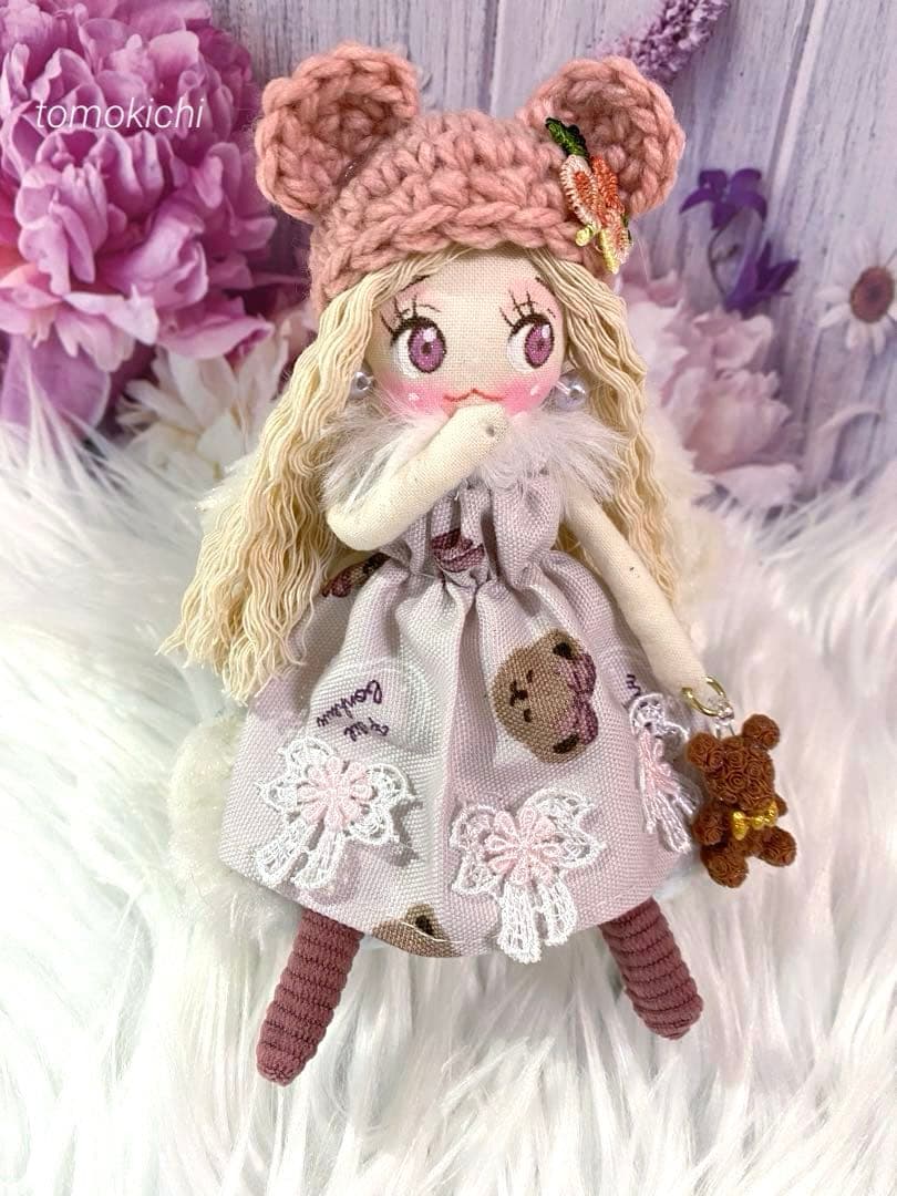 カレンさん専用 クマ耳クマさん柄 ドールチャーム ハンドメイド