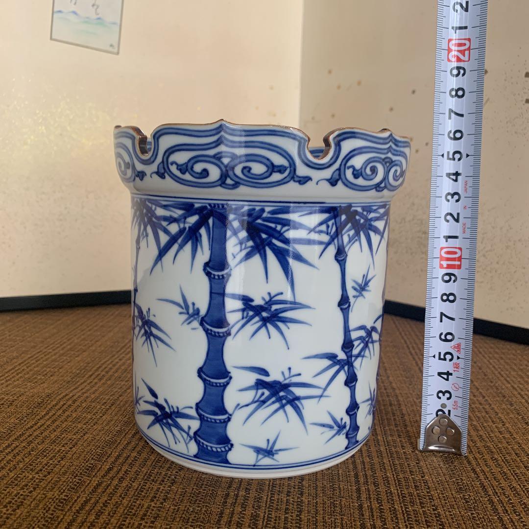 茶道具】平安泰湖 染付冠形水指