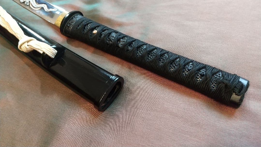 【龍彫り尖り互の目刃紋】模造刀 舞踊 模擬刀 拵え 喰出し鍔 刀剣 日本刀 刀