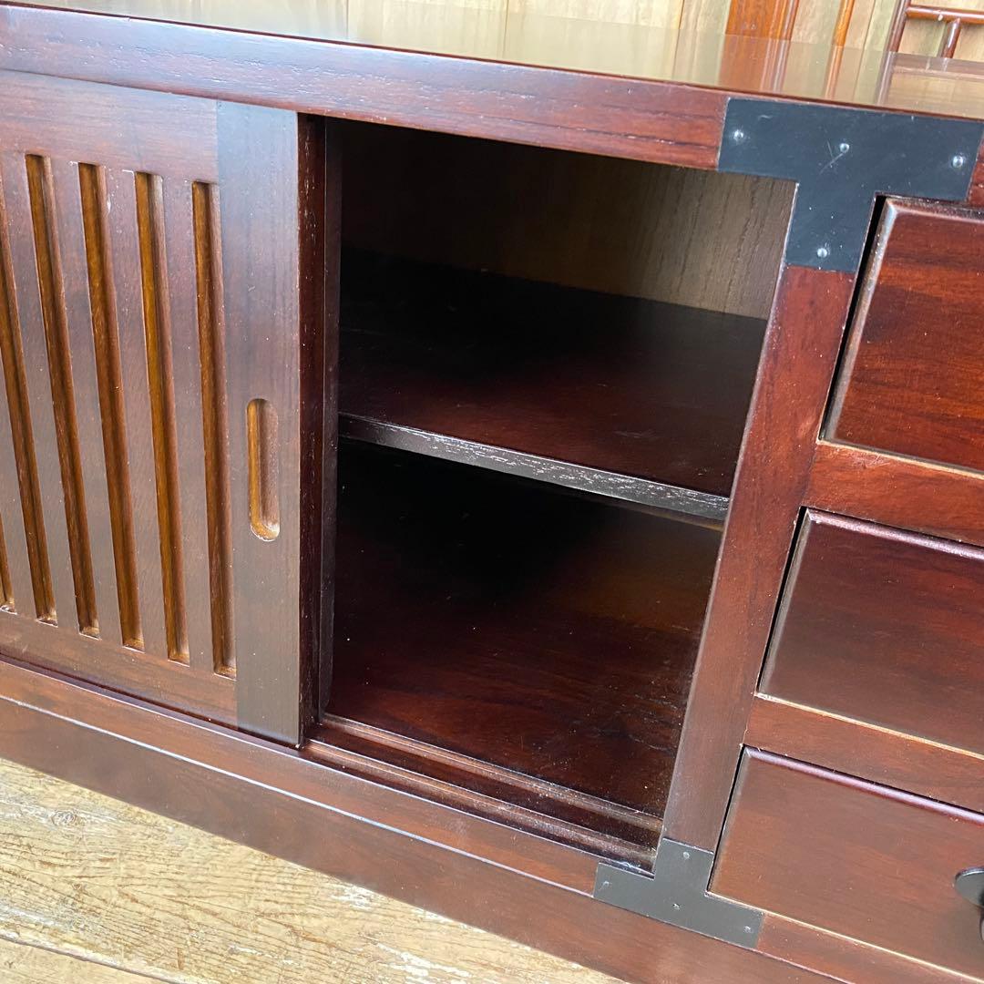 民芸家具木製桐材総桐天然無垢和チェスト横長テレビ台サイドボード飾り棚