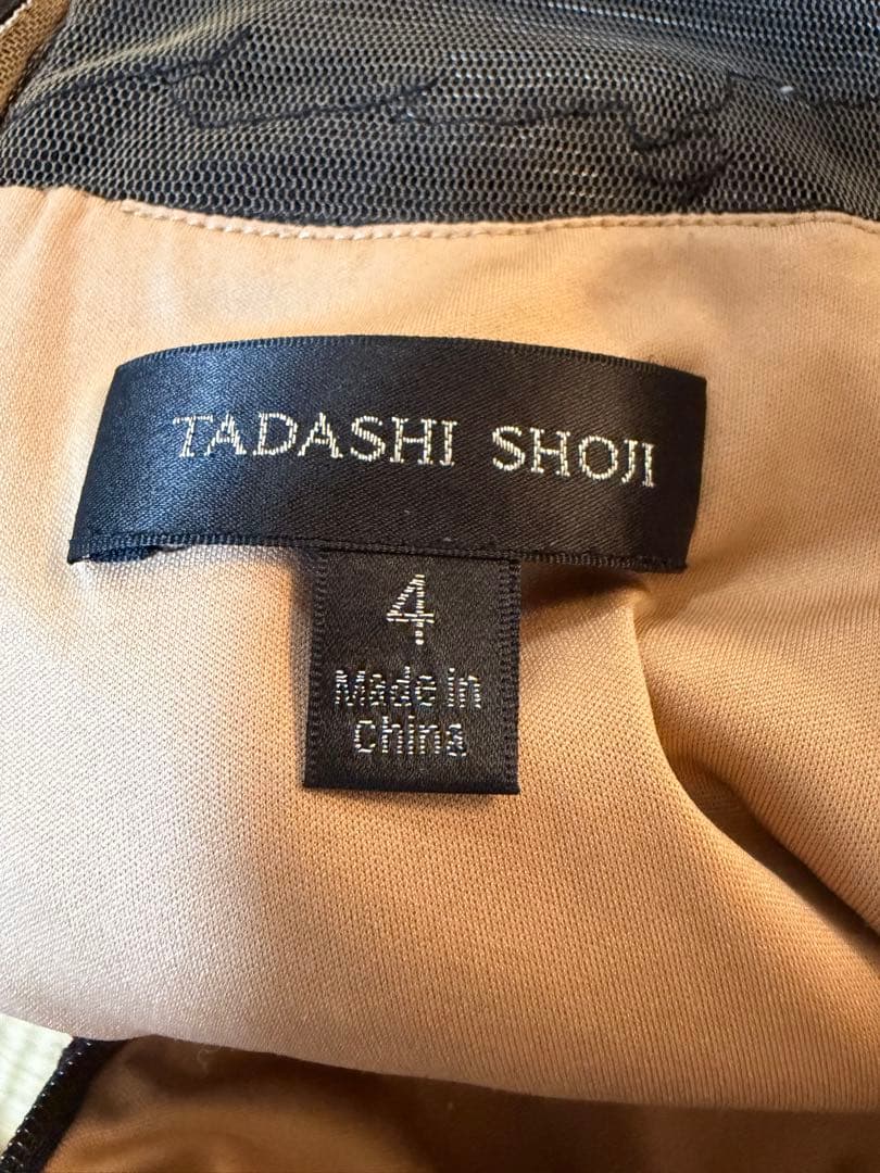 TADASHI・クロッシェ付プリーツシフォンドレスUS4