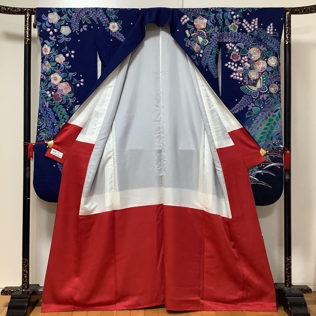 彦兵衛mini】やまと謹製！正絹振袖・長襦袢セット〜群青色地に辻ヶ花