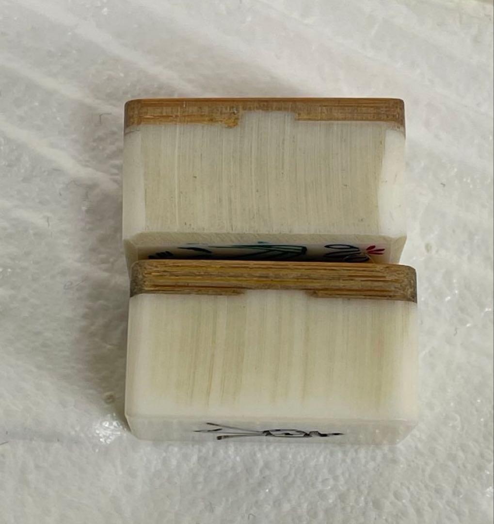 【希少品】　麻雀牌　背面竹　木製ケース　昭和レトロ