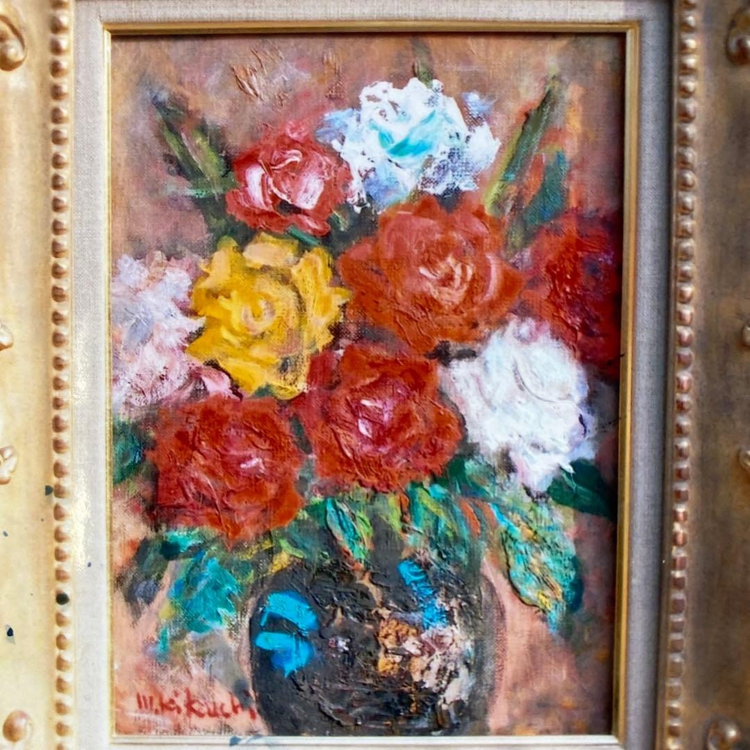 絵画油彩画油絵「三陸の海」4F 菊地正則渡仏美品手描き原画額付き