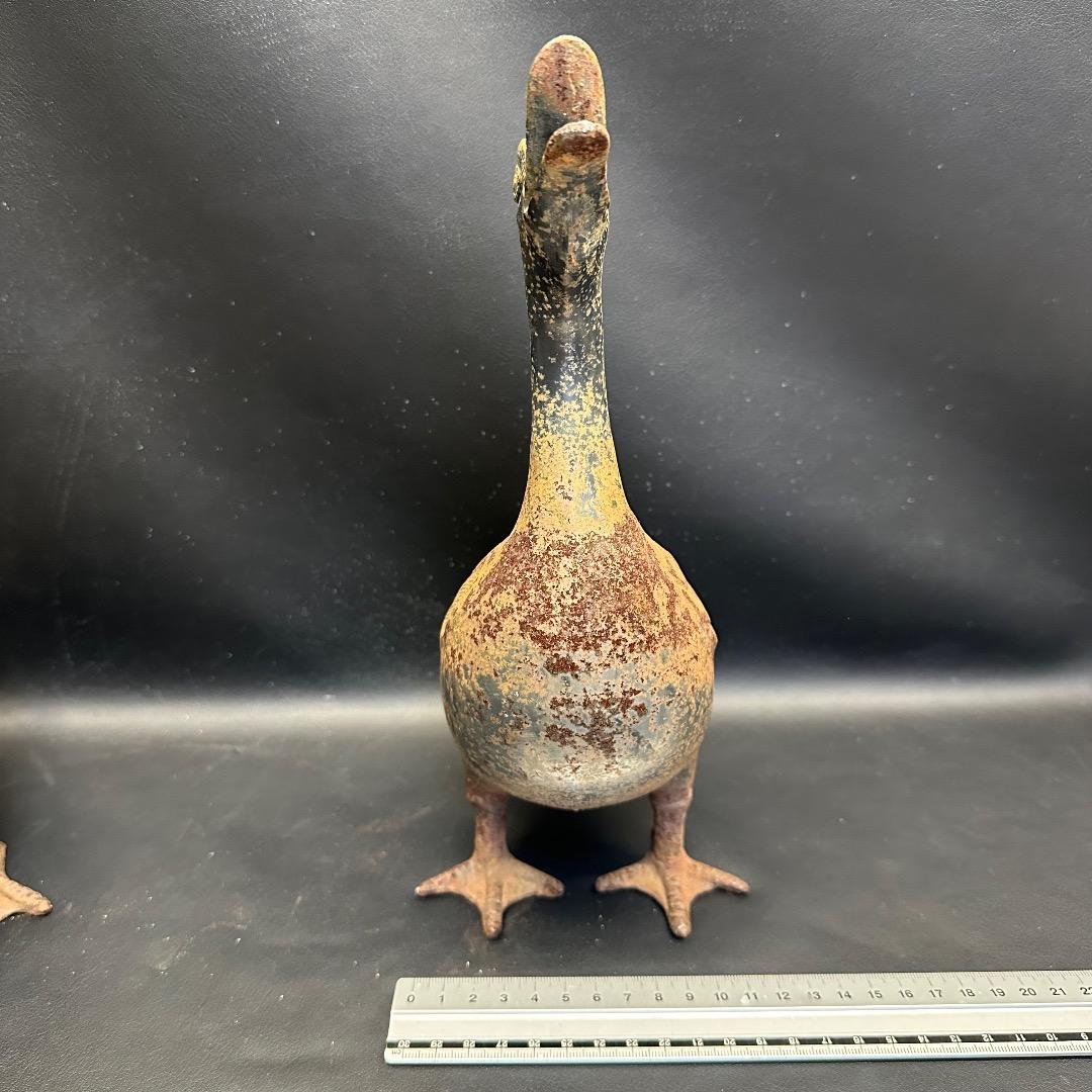 ♡※前Db1006 ヴィンテージ アイアンアヒル 置物 装飾品 2点セット