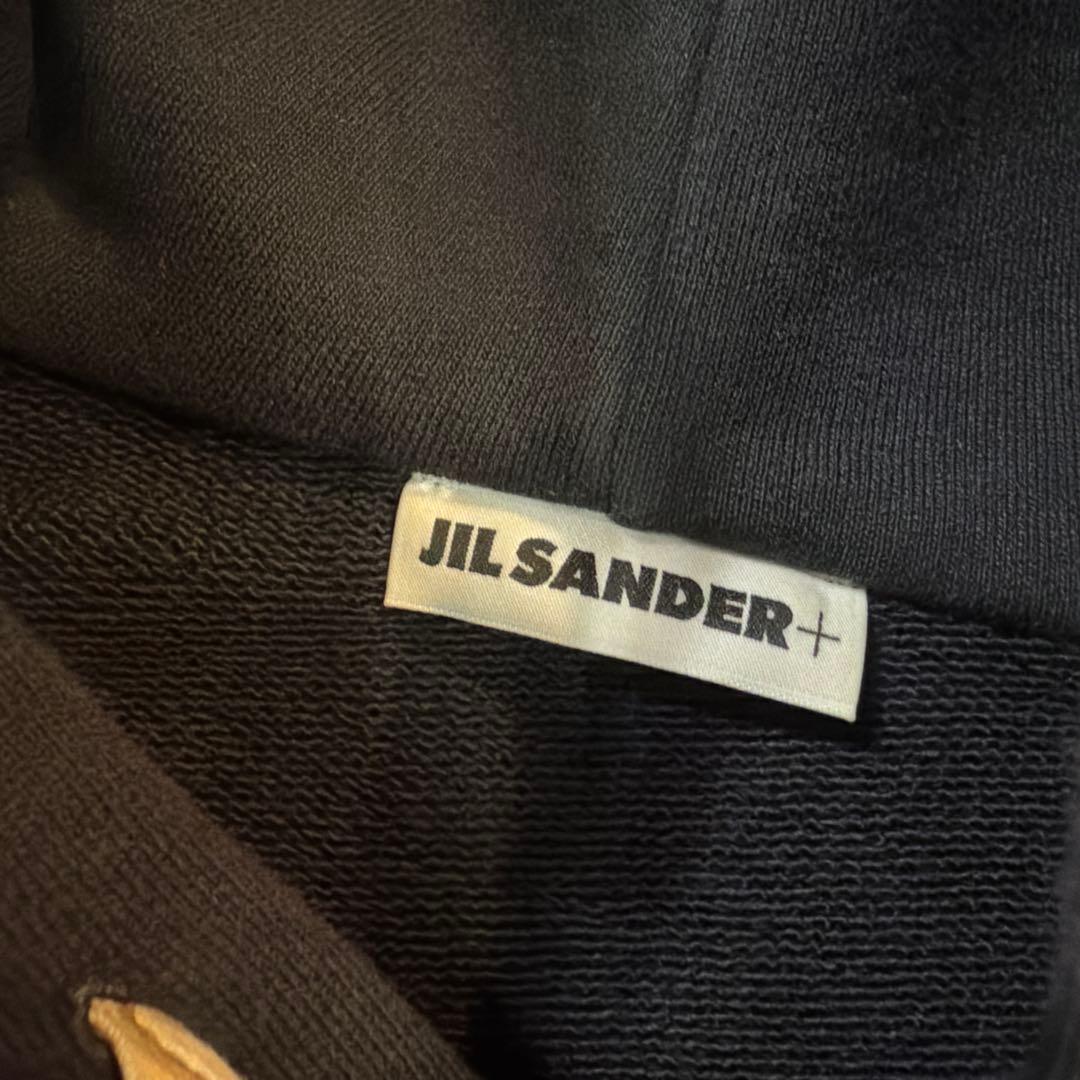 JIL SANDER プラス　ドローストリング ロゴパッチ パーカー Lサイズ
