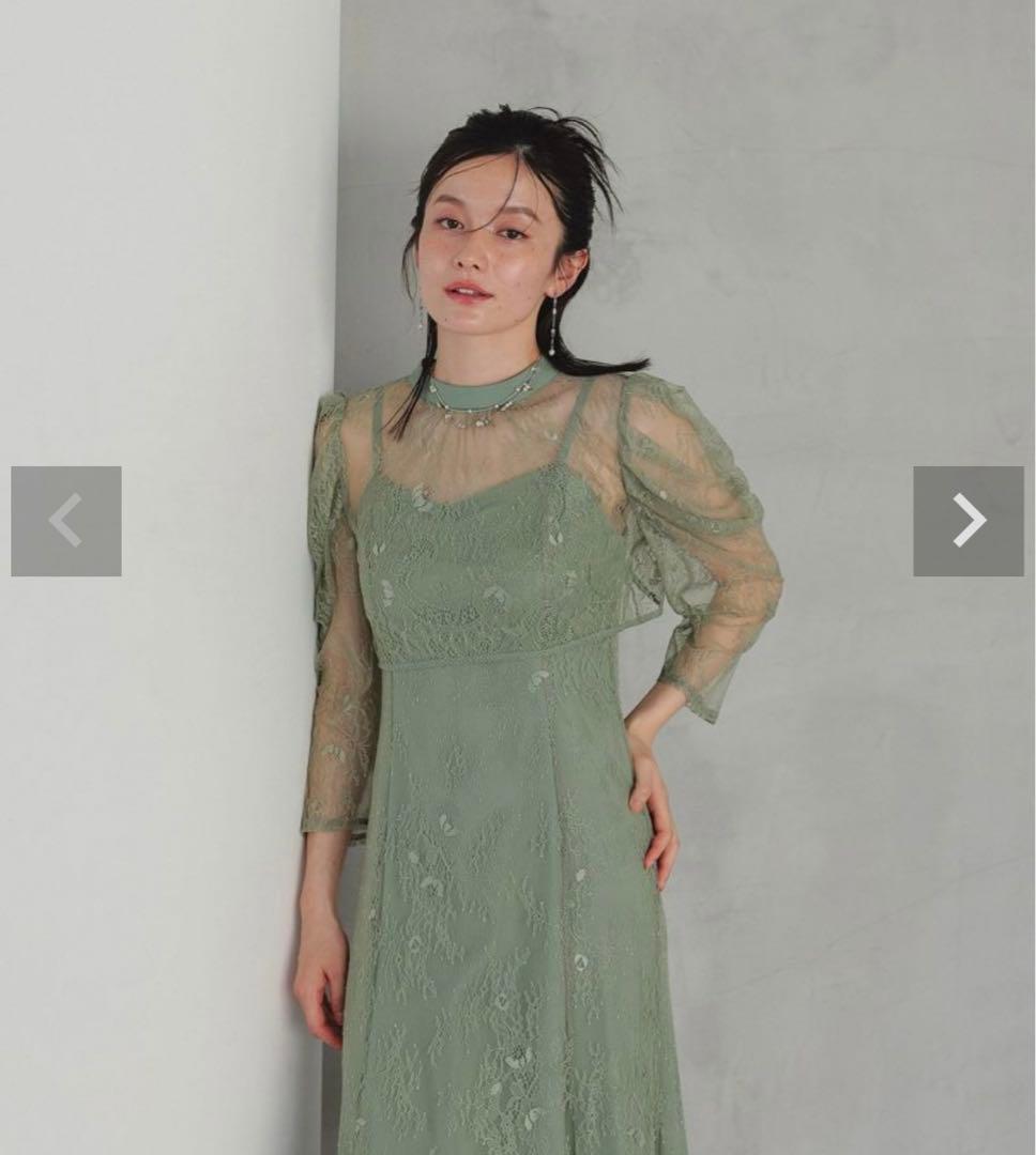 Dorry Doll ボレロレイヤーレースドレス　グリーン　S　結婚式　お呼ばれ