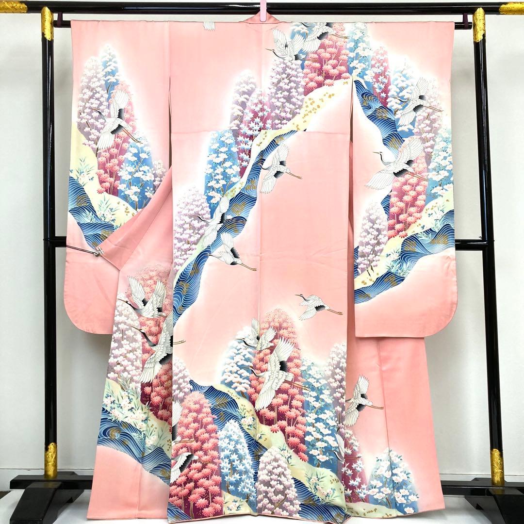 TAMA屋】全て正絹 全て振袖 三松 鶴 花柄 まとめ売り 5点 TM2560