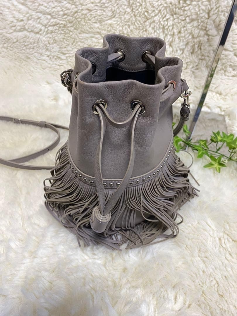 J&M DAVIDSON カーニバル フリンジレザーショルダーバッグ グレージュ