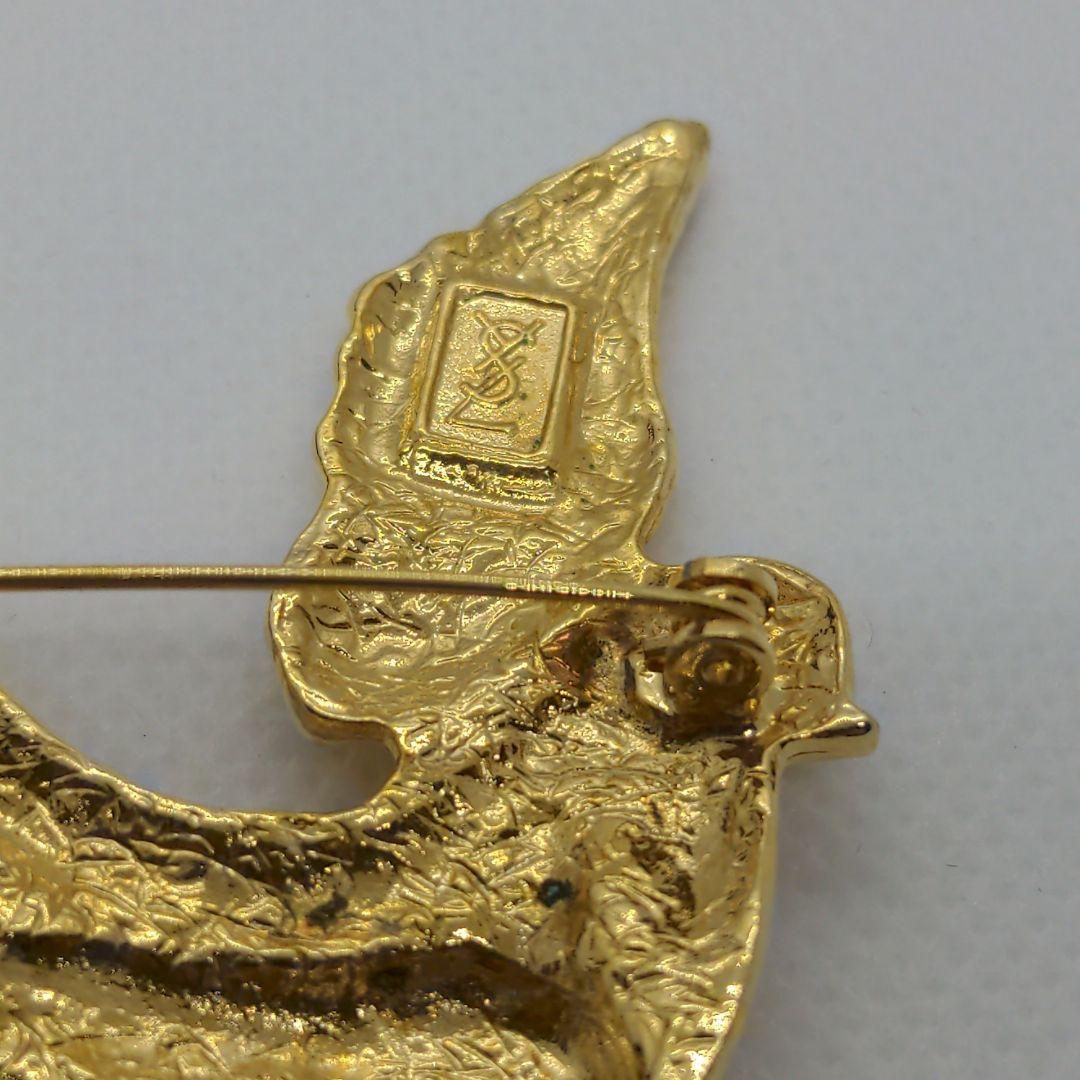 YSL イヴサンローラン ゴールドカラー バード 鳥 ブローチ