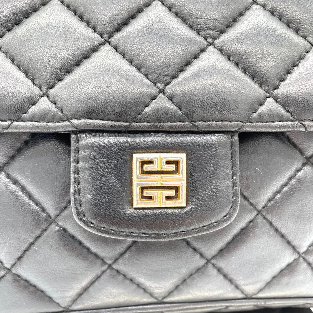 【美品】ジバンシー　ショルダーバッグ　ダブルチェーン　キルティング　レザー　黒