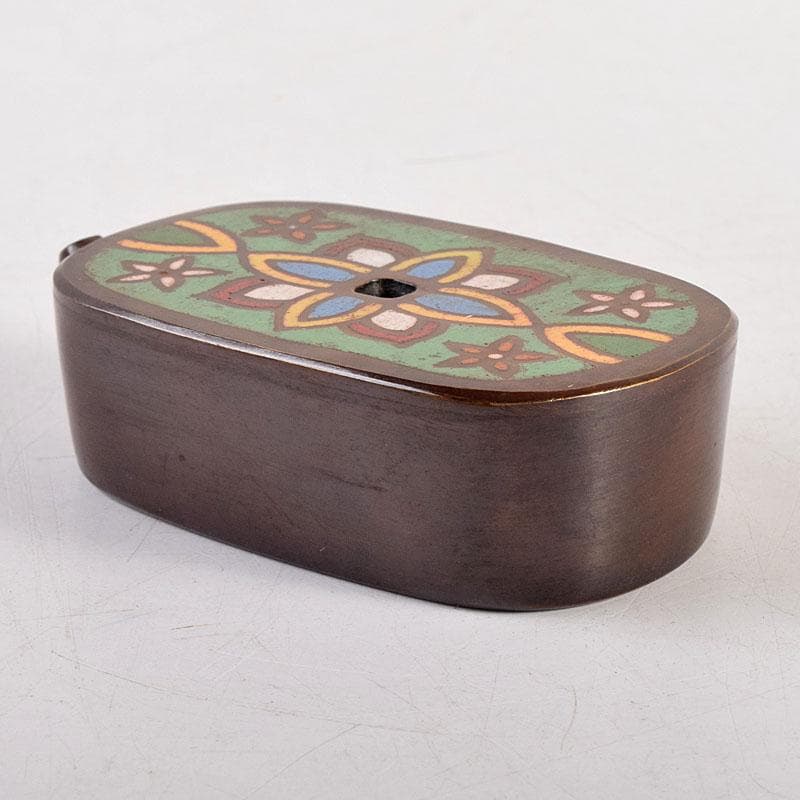 書道具 銅器七宝 水滴 共箱 V 8289