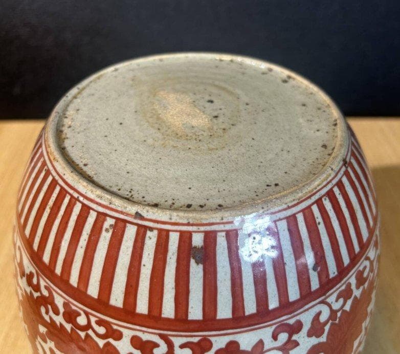 S8029　清　二彩花弁紋缶　中国古美術　中国古玩　壺　花瓶　花器