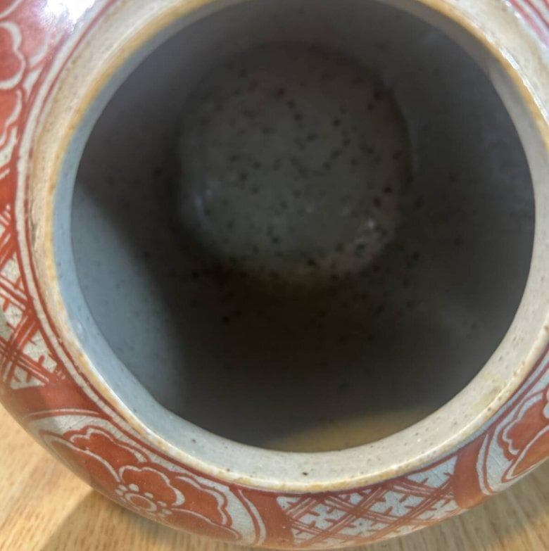 S8029　清　二彩花弁紋缶　中国古美術　中国古玩　壺　花瓶　花器