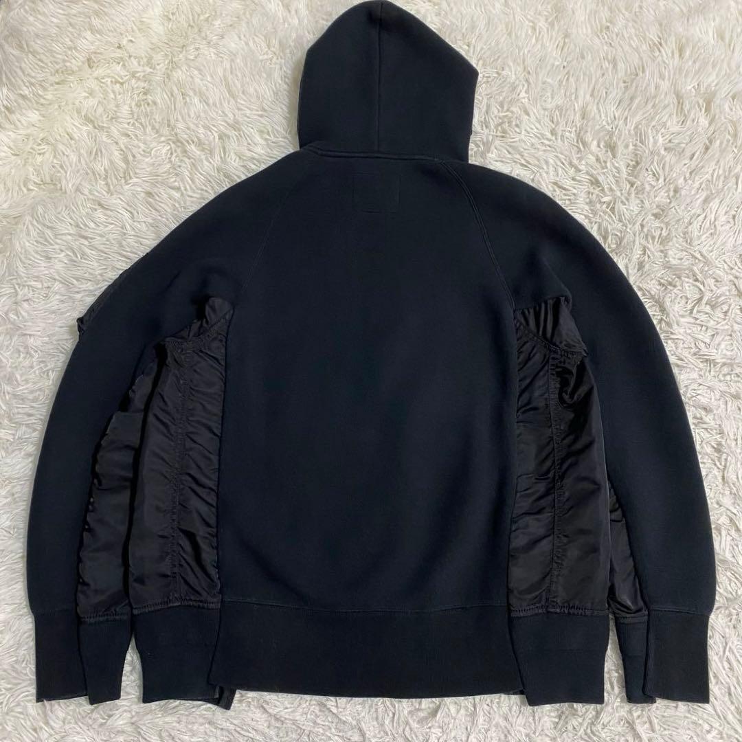sacai サカイ ドッキング パーカー ナイロンツイル 切替 黒 1サイズ