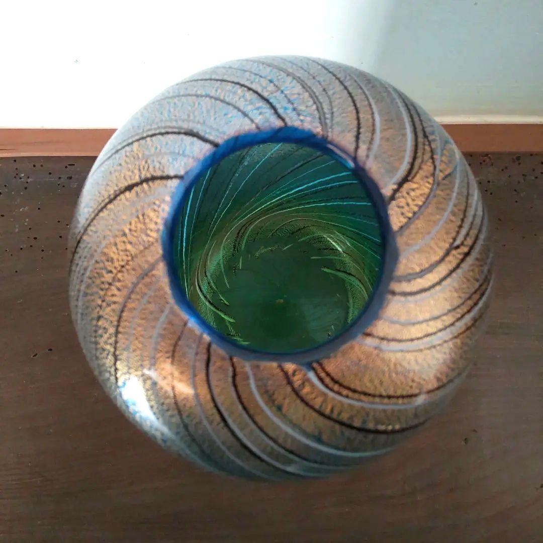 深海の輝き 工芸硝子 花びん ガラスアート 金箔入りフラワーベース