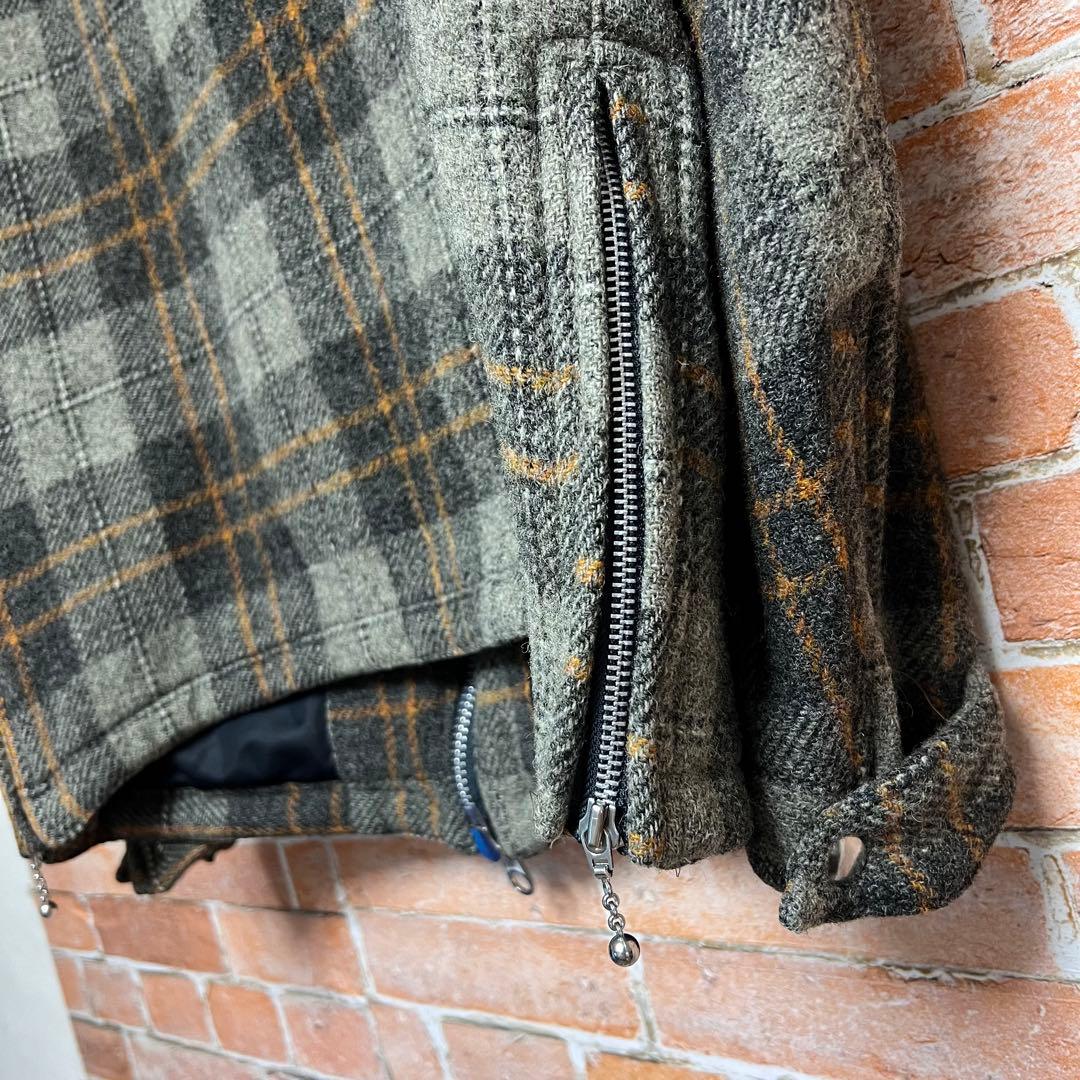 ローライダーxハリスツイード シングルライダースツイードチェック