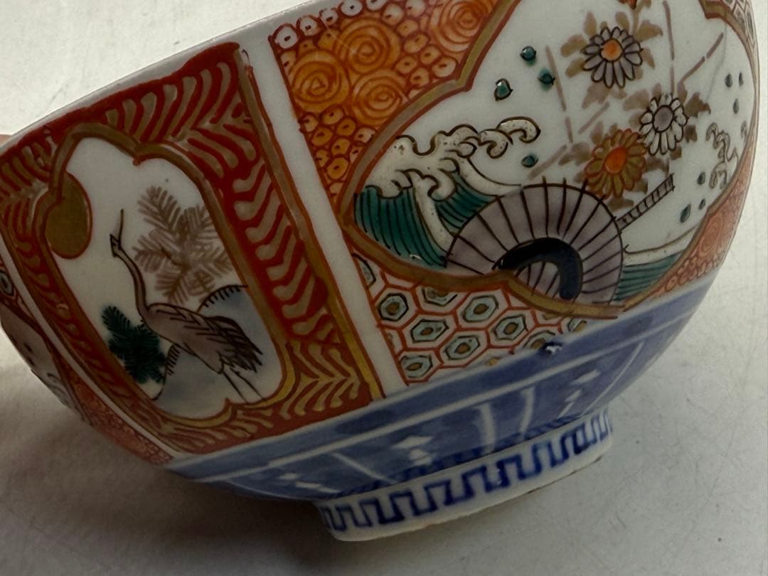 江戸　伊万里錦絵蓋茶碗5点② アンティーク　送料込み251112